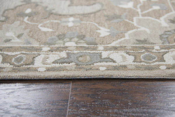 Alora Decor Cascade Hand-Tufted Wool Runner Rug 2'6"X8' Taupe Gray Ivory Transitional Medallion Elegance CDECD101288D62608