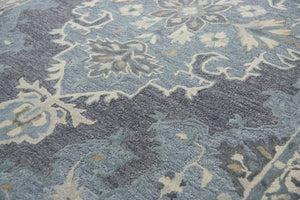 Alora Decor Cascade Gray Hand-Tufted Wool Runner Rug — Persian Floral Medallion, Durable 2'6"X8' Transitional Elegance CDECD1013DRB42608