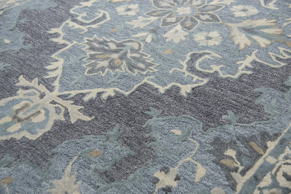 Alora Decor Cascade Gray Hand-Tufted Wool Runner Rug — Persian Floral Medallion, Durable 2'6"X8' Transitional Elegance CDECD1013DRB42608