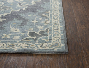 Alora Decor Cascade Gray Hand-Tufted Wool Runner Rug — Persian Floral Medallion, Durable 2'6"X8' Transitional Elegance CDECD1013DRB42608