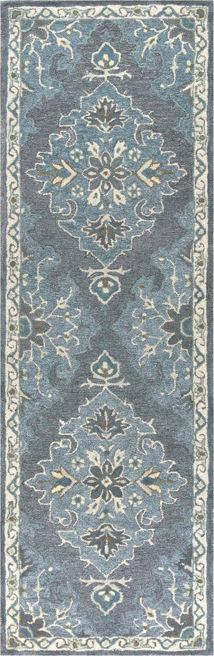 Alora Decor Cascade Gray Hand-Tufted Wool Runner Rug — Persian Floral Medallion, Durable 2'6"X8' Transitional Elegance CDECD1013DRB42608