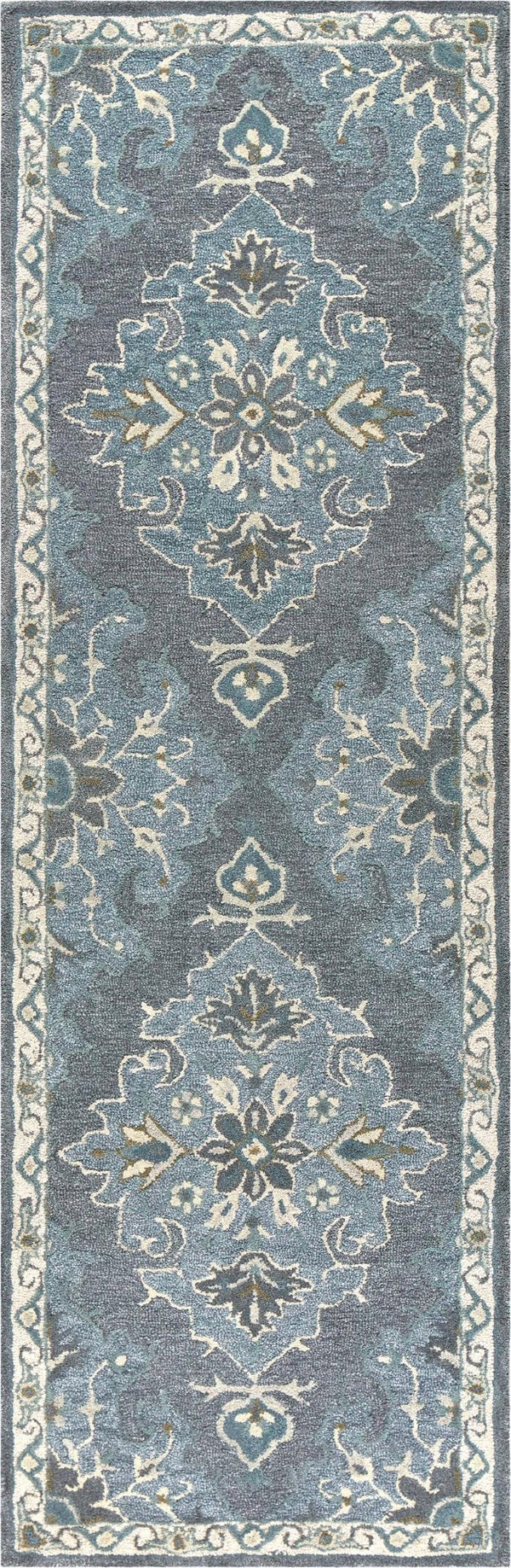 Alora Decor Cascade Gray Hand-Tufted Wool Runner Rug — Persian Floral Medallion, Durable 2'6"X8' Transitional Elegance CDECD1013DRB42608