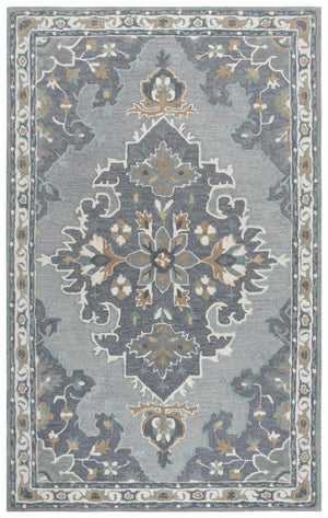 Alora Decor Cascade Gray Hand-Tufted 100% Wool Rug With Distressed Persian Medallion, Plush Low-Profile Charm 5' x 8' CDECD101433040508