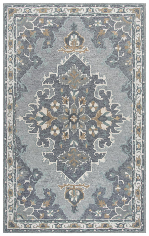 Alora Decor Cascade Gray Hand-Tufted 100% Wool Rug With Distressed Persian Medallion, Plush Low-Profile Charm 5' x 8' CDECD101433040508