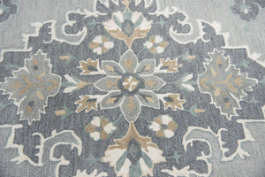 Alora Decor Cascade Gray Hand-Tufted 100% Wool Rug With Distressed Persian Medallion, Plush Low-Profile Charm 5' x 8' CDECD101433040508