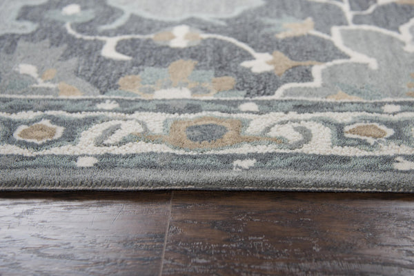 Alora Decor Cascade Gray Hand-Tufted 100% Wool Rug With Distressed Persian Medallion, Plush Low-Profile Charm 5' x 8' CDECD101433040508