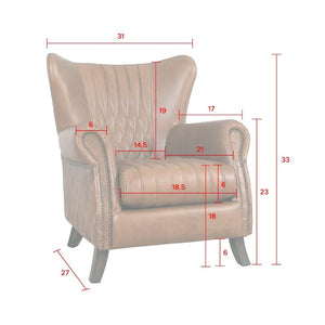 Pasargad Harrison Wing Chair - Luxurious Top Grain Leather Upholstered Comfort In Elegant Brown Brown Leather Chair-018-1