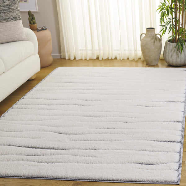 Safavieh Celebrity Modern Ivory Grey Area Rug — Low-Profile 7/8" Pile, Durable Power-Loomed Polyester Blend 9'-0" x 12'-0" CEL800F-9