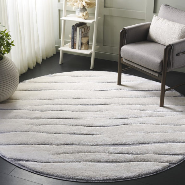 Safavieh Celebrity Solid Ivory Grey Polyester Runner Rug for Hallways and Entryways 6'-7" x 6'-7" (Round) CEL800F-7R