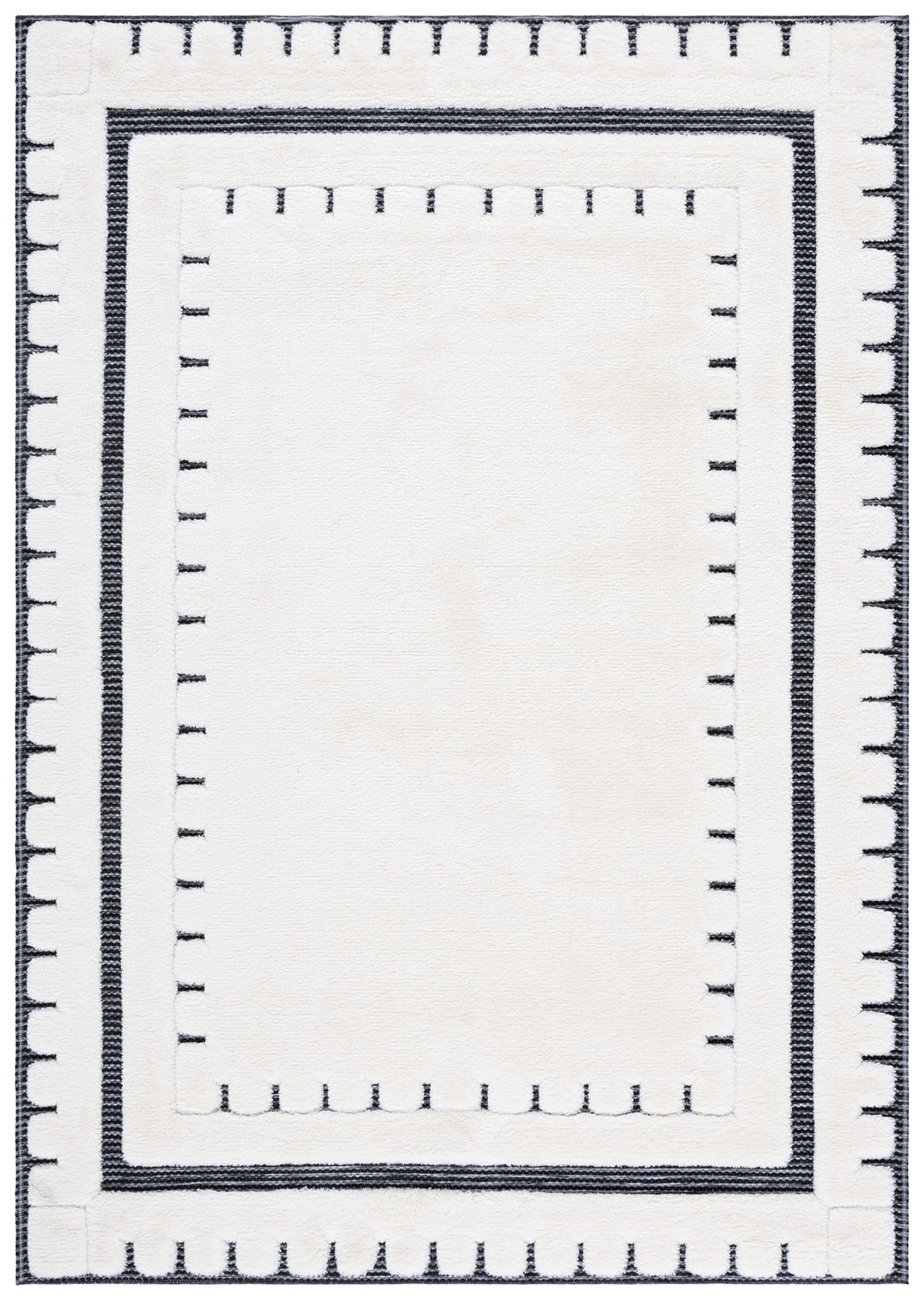 Safavieh Celebrity Low-Profile Ivory & Black Area Rug 4'X6' — Minimalist Power-Loomed Durability, Easy Care Stylish Anchor For Modern Spaces CEL802H-4