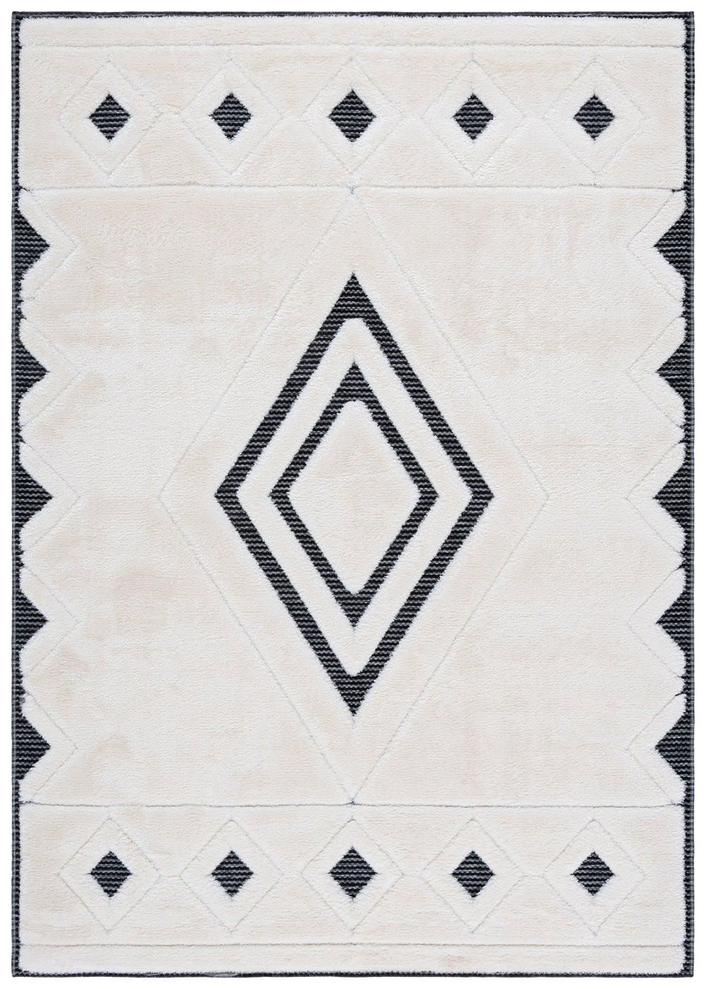 Safavieh Celebrity Contemporary Ivory & Black Area Rug 4X6, Power-Loomed Turkey, Plush 7/8" Pile, Durable Elegance CEL804H-4