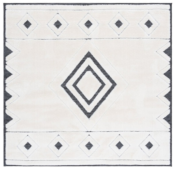 Safavieh Celebrity Power Loomed Turkish Runner Rug Neutral Geometric Hallway Accent Piece 6'-7" x 6'-7" CEL804H-7SQ
