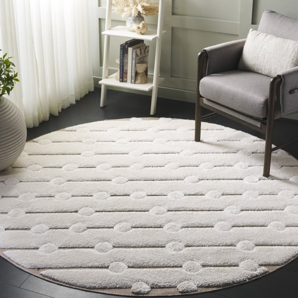 Safavieh Celebrity Power Loomed Round Area Rug Neutral Ivory Beige Poly Blend Living Room CEL806B-7R
