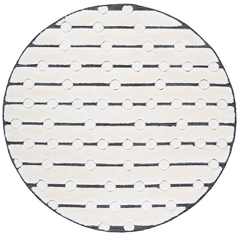 Safavieh Celebrity Round Power Loomed Ivory Black Area Rug Plush Stain Resistant Modern CEL806H-7R