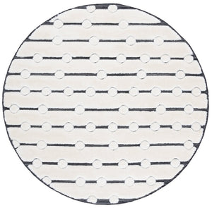 Safavieh Celebrity Round Power Loomed Ivory Black Area Rug Plush Stain Resistant Modern CEL806H-7R