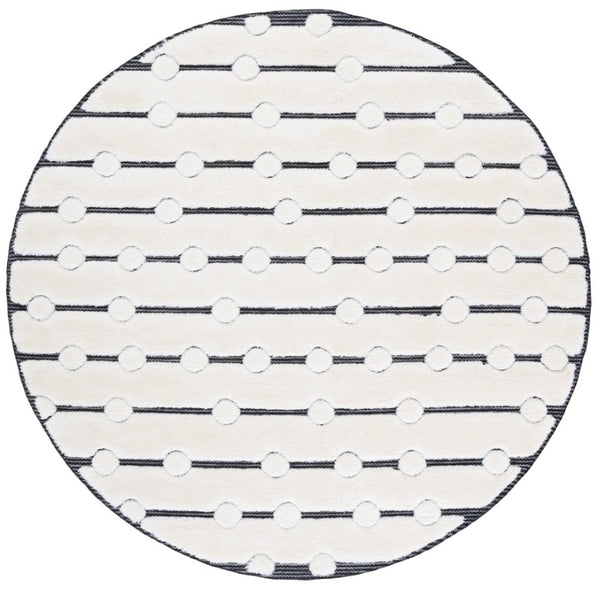 Safavieh Celebrity Round Power Loomed Ivory Black Area Rug Plush Stain Resistant Modern CEL806H-7R