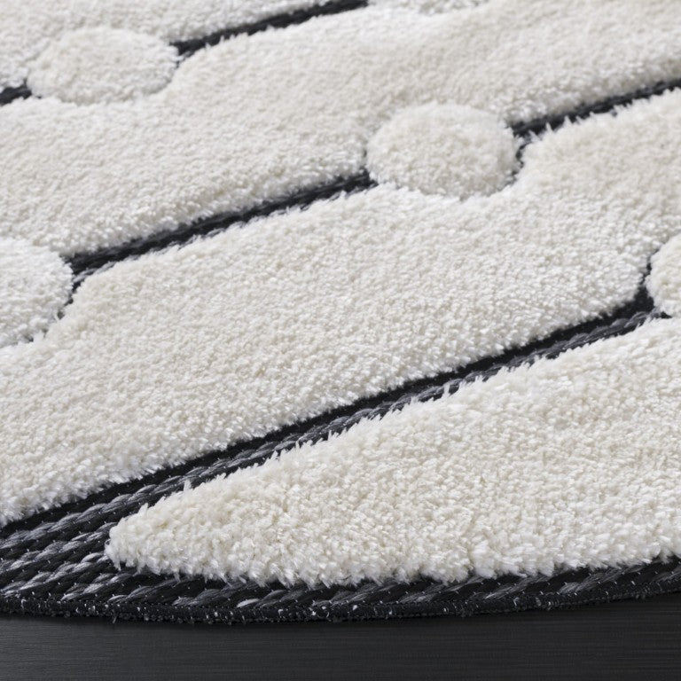 Safavieh Celebrity Round Power Loomed Ivory Black Area Rug Plush Stain Resistant Modern CEL806H-7R