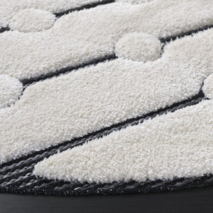 Safavieh Celebrity Round Power Loomed Ivory Black Area Rug Plush Stain Resistant Modern CEL806H-7R