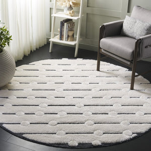 Safavieh Celebrity Round Power Loomed Ivory Black Area Rug Plush Stain Resistant Modern CEL806H-7R