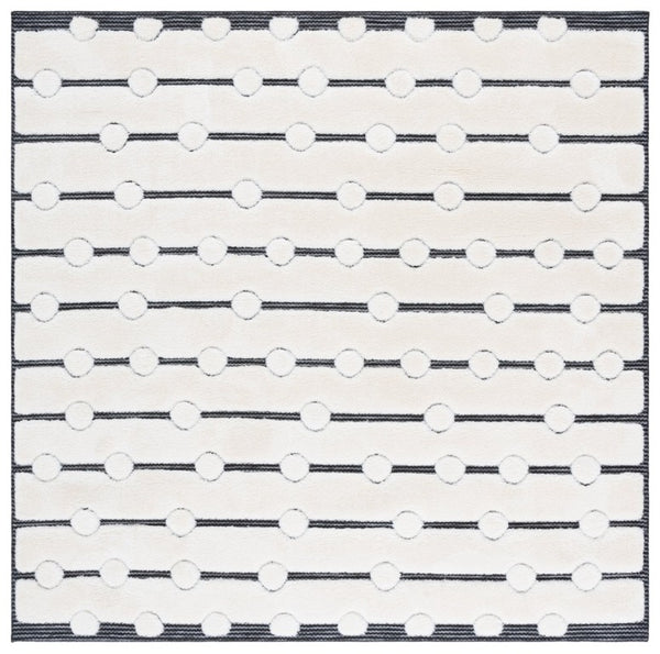 Safavieh Celebrity Square Area Rug Ivory Black Woven Polyester Minimalist Modern Living Room CEL806H-7SQ