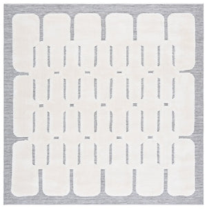 Safavieh Celebrity Power Loomed Runner Rug Neutral Ivory Grey Poly Blend Hallway Accent 6'-7" x 6'-7" CEL808F-7SQ