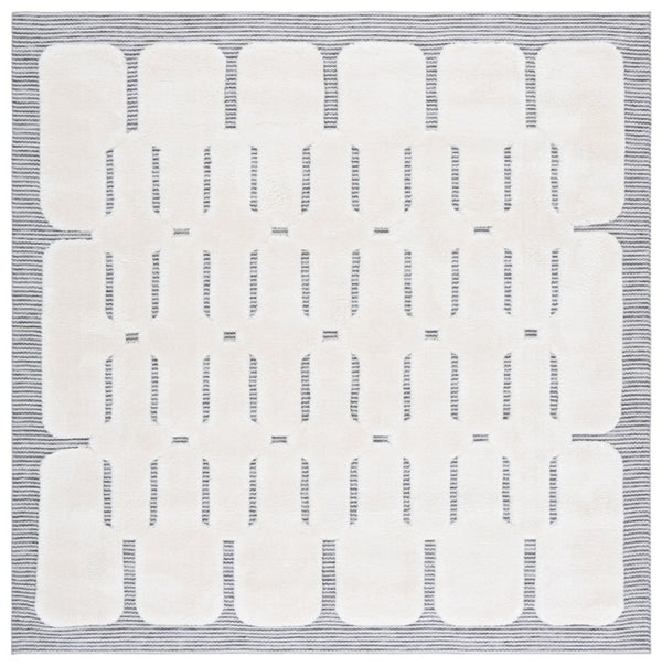 Safavieh Celebrity Power Loomed Runner Rug Neutral Ivory Grey Poly Blend Hallway Accent 6'-7" x 6'-7" CEL808F-7SQ