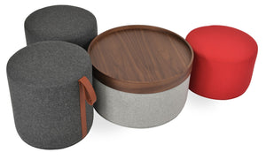 Soho Concept Celine Pouf - Stylish 23.6" Wool & Boucle Fabric Ottoman With 10-year Guarantee, Made In Turkey Silver,Red  Soho-concept-dining-chair-13381