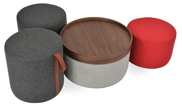 Soho Concept Celine Pouf - Stylish 23.6" Wool & Boucle Fabric Ottoman With 10-year Guarantee, Made In Turkey Silver,Red  Soho-concept-dining-chair-13381