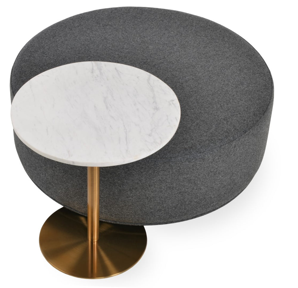 Soho Concept Celine Pouf -A: Luxurious 35.5" Wool & Boucle Pouf With 10-year Guarantee - Elegant Dark Grey & Gold Dark Grey,White,Gold,Brass  Soho-concept-dining-chair-13407