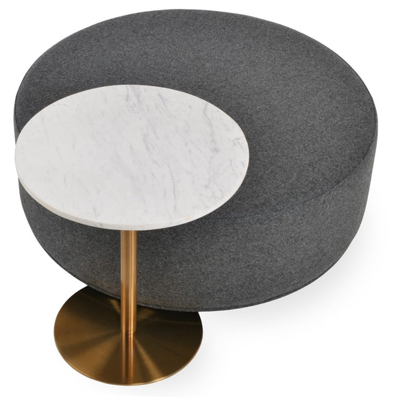 Soho Concept Celine Pouf -A: Luxurious 35.5" Wool & Boucle Pouf With 10-year Guarantee - Elegant Dark Grey & Gold Dark Grey,White,Gold,Brass  Soho-concept-dining-chair-13407