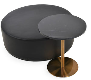 Soho Concept Celine Pouf -A: Stylish 35.5" Nubuck & Velvet Pouf With 10-year Guarantee For Modern Living Spaces Black,Gold,Brass  Soho-concept-dining-chair-13631