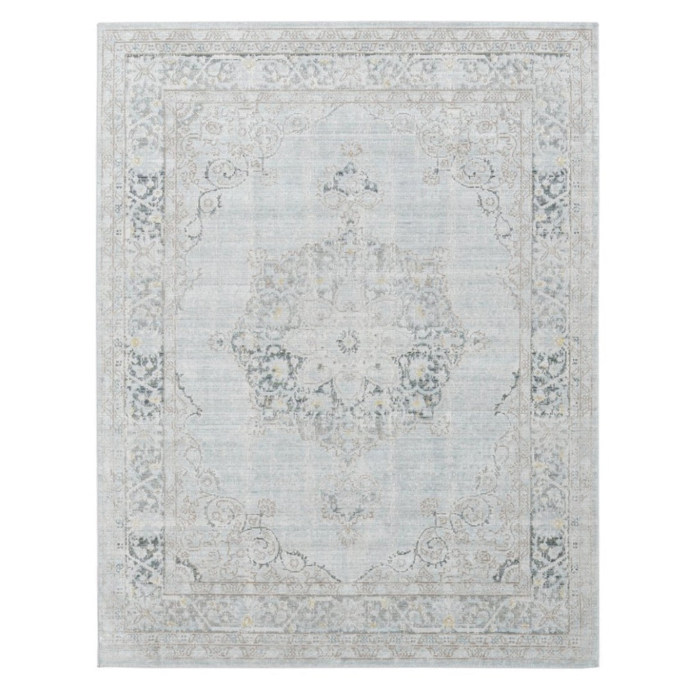 Amer Rugs Century Vintage Medallion Power-loomed Area Rug In Elegant Gray And Ivory For Timeless Home Decor Sea Mist Polyester Cen21311511