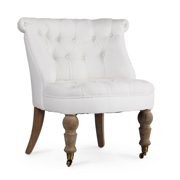 Amelie Slipper Chair Limed Grey Oak, White Linen CF003 E272 IW90 Zentique