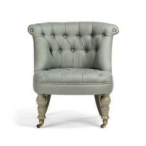 Zentique Amelie Linen Slipper Chair — Compact Birch Frame Accent Seat with Curved Back, Cozy Cushioned Comfort CF003 432 I