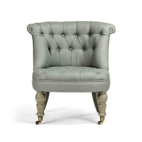 Zentique Amelie Linen Slipper Chair — Compact Birch Frame Accent Seat with Curved Back, Cozy Cushioned Comfort CF003 432 I