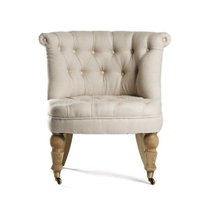 Zentique Amelie Slipper Chair — Compact 26"W solid oak frame, breathable linen upholstery, cozy foam comfort for modern spaces Natural Oak, Natural Linen CF003 E255 A003