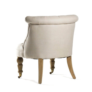 Zentique Amelie Slipper Chair — Compact 26"W solid oak frame, breathable linen upholstery, cozy foam comfort for modern spaces Natural Oak, Natural Linen CF003 E255 A003