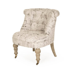 Zentique Amelie Slipper Chair — Compact 26"W solid oak frame, breathable linen upholstery, cozy foam comfort for modern spaces Limed Grey Oak, Natural Linen CF003 E272 A003 #41