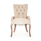 Iris Tufted Chair Reclaimed Oak, Cream Natural Linen CF005 E255-3 A015-A Zentique