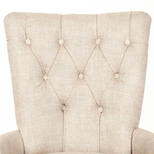 Zentique Iris Tufted Chair with Solid Oak Frame, Linen Upholstery, Compact 19"W x 36"H Accent Seat for Small Spaces CF005 E255-3 A015-A