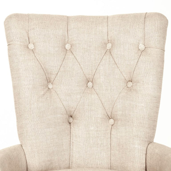 Zentique Iris Tufted Chair with Solid Oak Frame, Linen Upholstery, Compact 19"W x 36"H Accent Seat for Small Spaces CF005 E255-3 A015-A