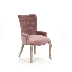 Zentique Iris Velvet Tufted Accent Chair with Oak Frame — Plush Button-Back, Curved Silhouette, Versatile Use CF005 E272 V004