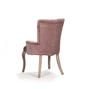 Zentique Iris Velvet Tufted Accent Chair with Oak Frame — Plush Button-Back, Curved Silhouette, Versatile Use CF005 E272 V004