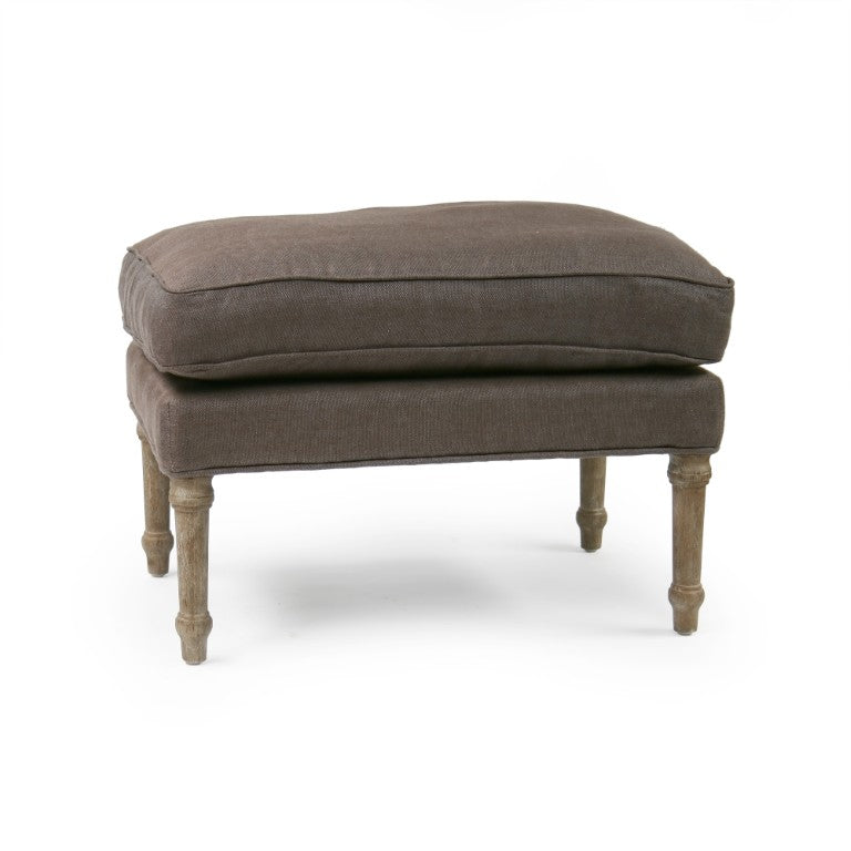 Zentique Louis Ottoman Compact Oak Frame Linen Upholstery — Versatile Footrest, Extra Seating & Accent Piece (W29×H19) CF014 E272 A008