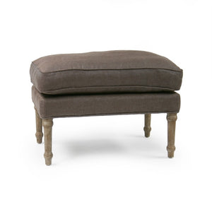 Zentique Louis Ottoman Compact Oak Frame Linen Upholstery — Versatile Footrest, Extra Seating & Accent Piece (W29×H19) CF014 E272 A008