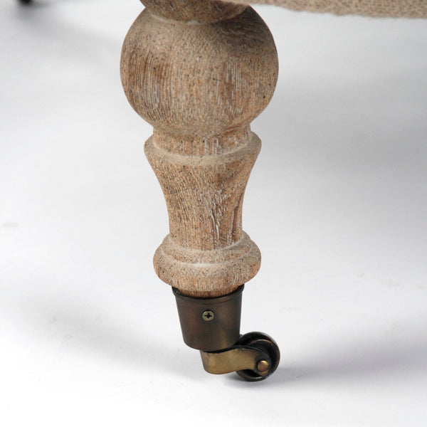 Maison Tufted Round Ottoman Limed Grey Oak, Natural Linen, Burlap CF056-2 E272 A003 Jute Zentique