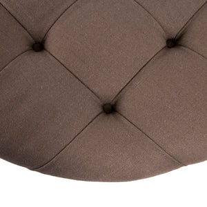 Zentique Maison Tufted Round Ottoman with Oak Frame and Linen Upholstery — Versatile Seating & Accent Piece Limed Grey Oak, Aubergine Linen CF056-2 E272 A008