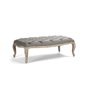 Zentique Maison Tufted Ottoman — Linen Upholstered Oak Frame Bench, Low-Profile Seating, Versatile Accent (96 chars) CF064-6 E272 A048