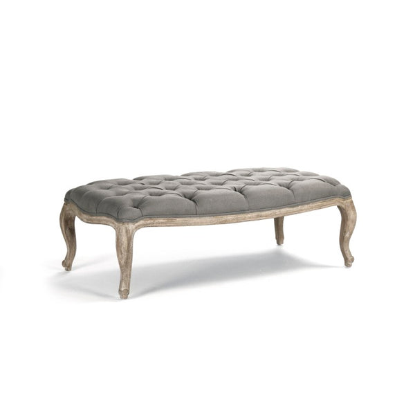 Zentique Maison Tufted Ottoman — Linen Upholstered Oak Frame Bench, Low-Profile Seating, Versatile Accent (96 chars) CF064-6 E272 A048