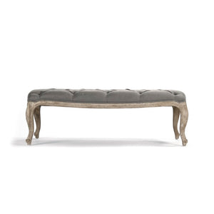 Zentique Maison Tufted Ottoman — Linen Upholstered Oak Frame Bench, Low-Profile Seating, Versatile Accent (96 chars) CF064-6 E272 A048